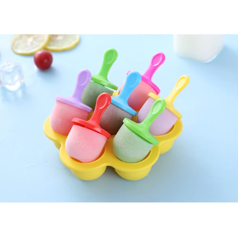7 Löcher Gelato Schimmel Eis DIY Formen Kinder Eis am Stiel Formen Lebensmittel Nachfüllbox Silikon Eis schale Eis am Stiel Formen Obst Milch shake