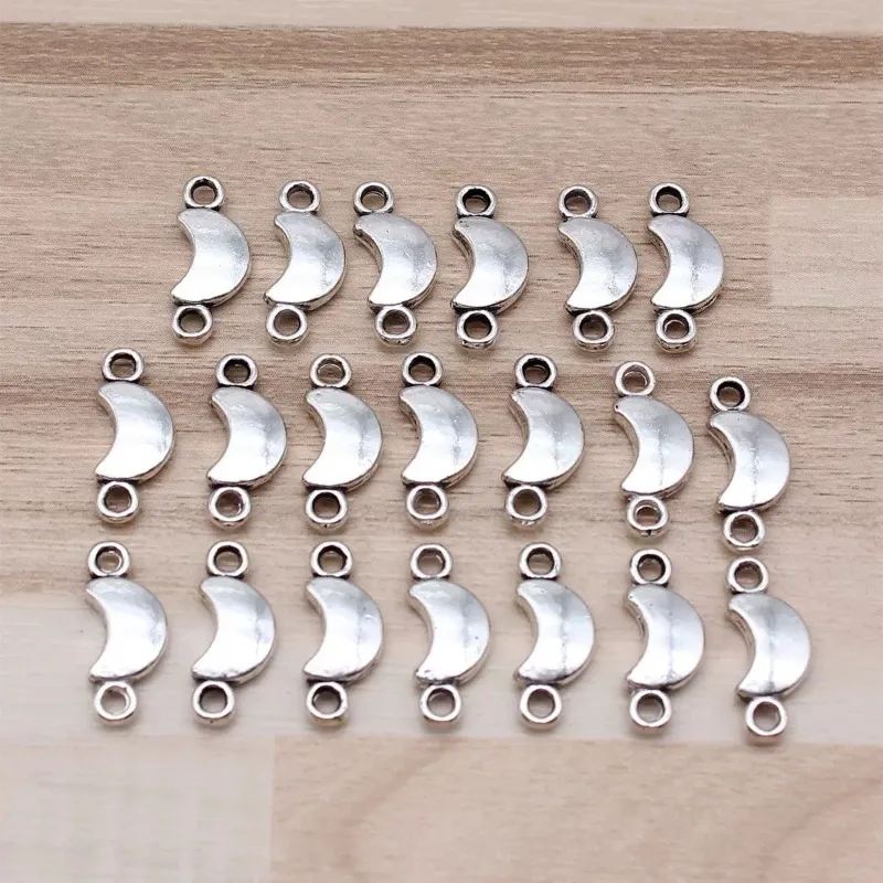 360 Stück antiksilberfarbene Halbmond-Verbindungsanhänger, 15 x 6 mm, Mondverbinder für handgefertigte Armbänder, Bastelornamente, Großhandel – Detail 1