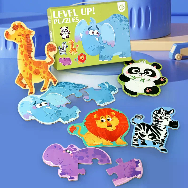 Paper Jigsaw Puzzle Kids Toy Cartoon Animal Jigsaw Puzzles Game Early Educational Toys Gift Set For Children