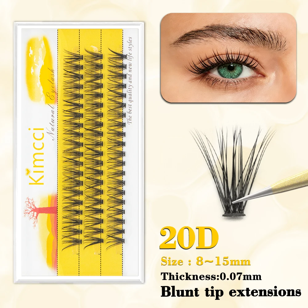 Kimcci 20D Blunt Tip Eyelashes Fluffy & Natural Voluminous Lashes Soft Everyday False Eyelashes for Daily Glam Makeup Tools