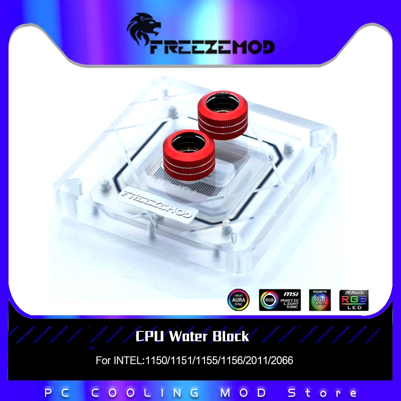 

FRZZEZMOD CPU Water Block For INTEL1150/1151/1155/1156 Full Cover Large Area Diamond Pattern 6mm Bottom Plate RGB,INTEL-XPM