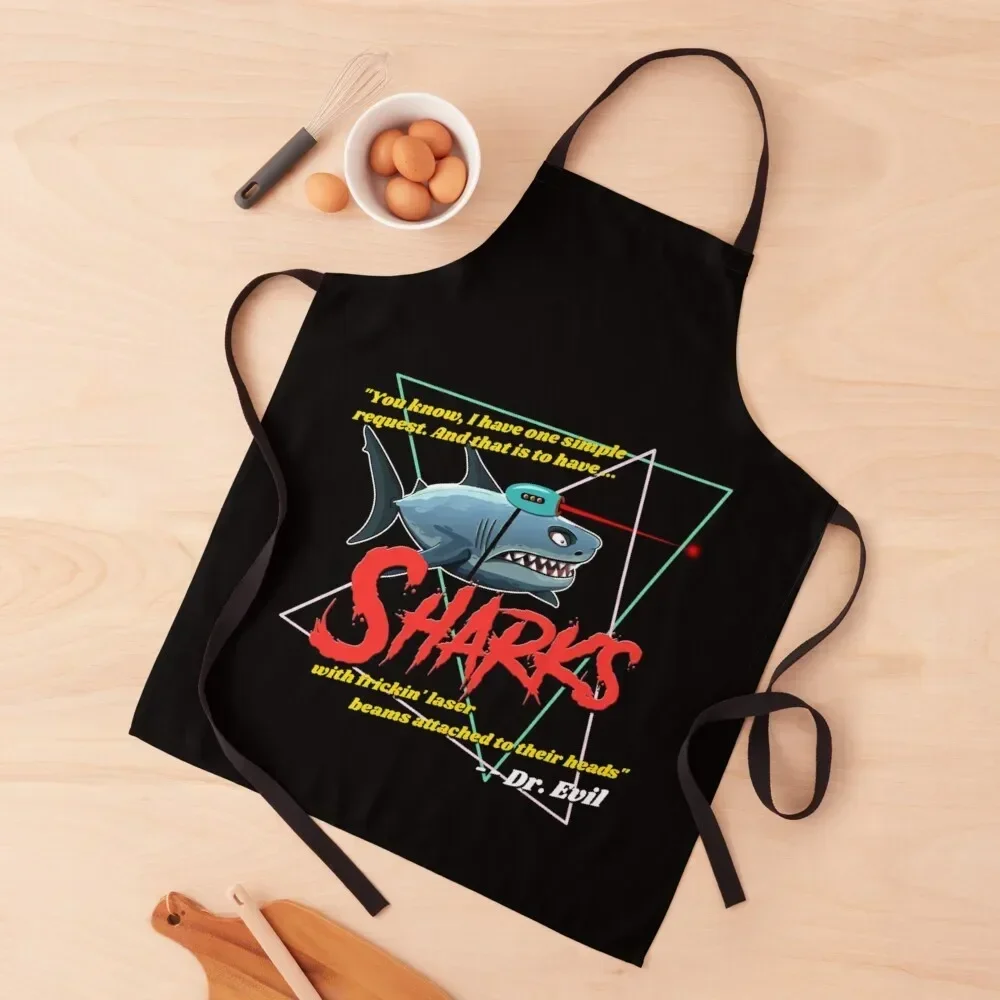 

Austin Powers T-ShirtDr Evil Sharks from Austin Powers Apron Cute Kitchen men's barbecue Waterproof Kitchen For Women Apron