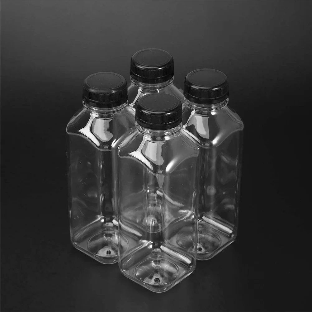 

6pcs Transparent Pet Storage Bottles 1000Ml Crystal Clear For Juice Water Beverage Empty Containers Bpa-Free Jars With Black