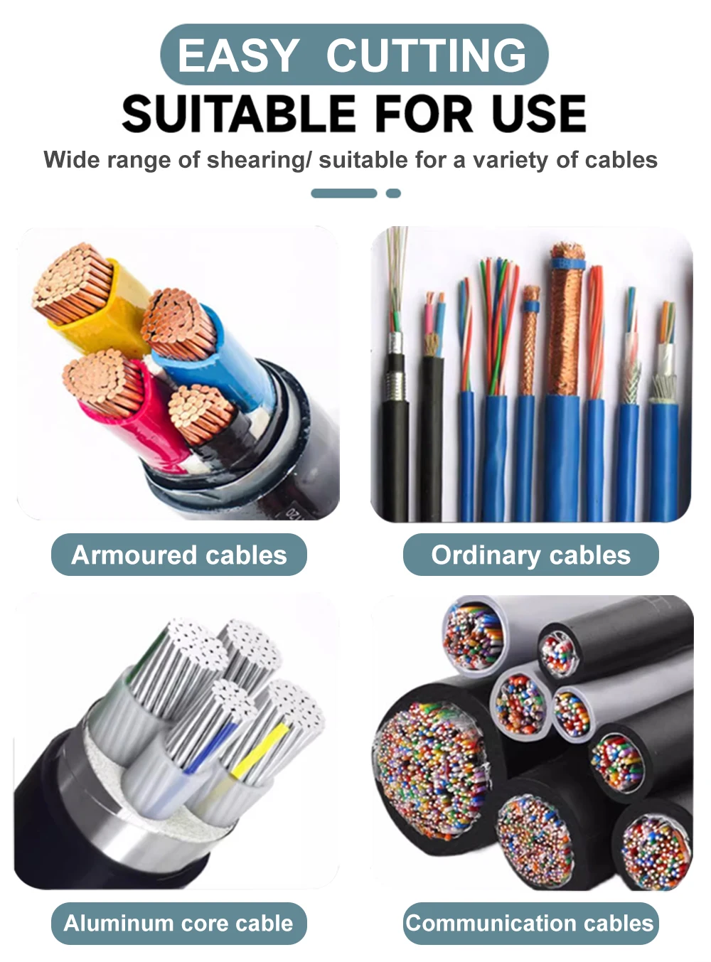 Cortador de cables inalámbrico hidráulico de 40 mm con batería EZ-55
