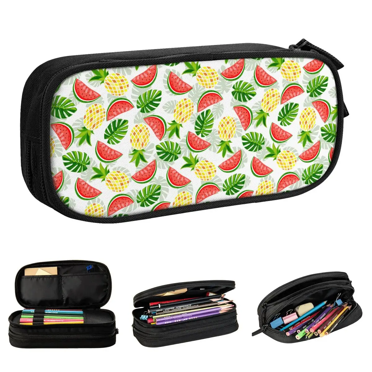 Summer Fruit Pineapple Watermelon Pencil Cases Pencilcases Pen Box for Girls Boys Big Capacity Bags Office Gift Stationery