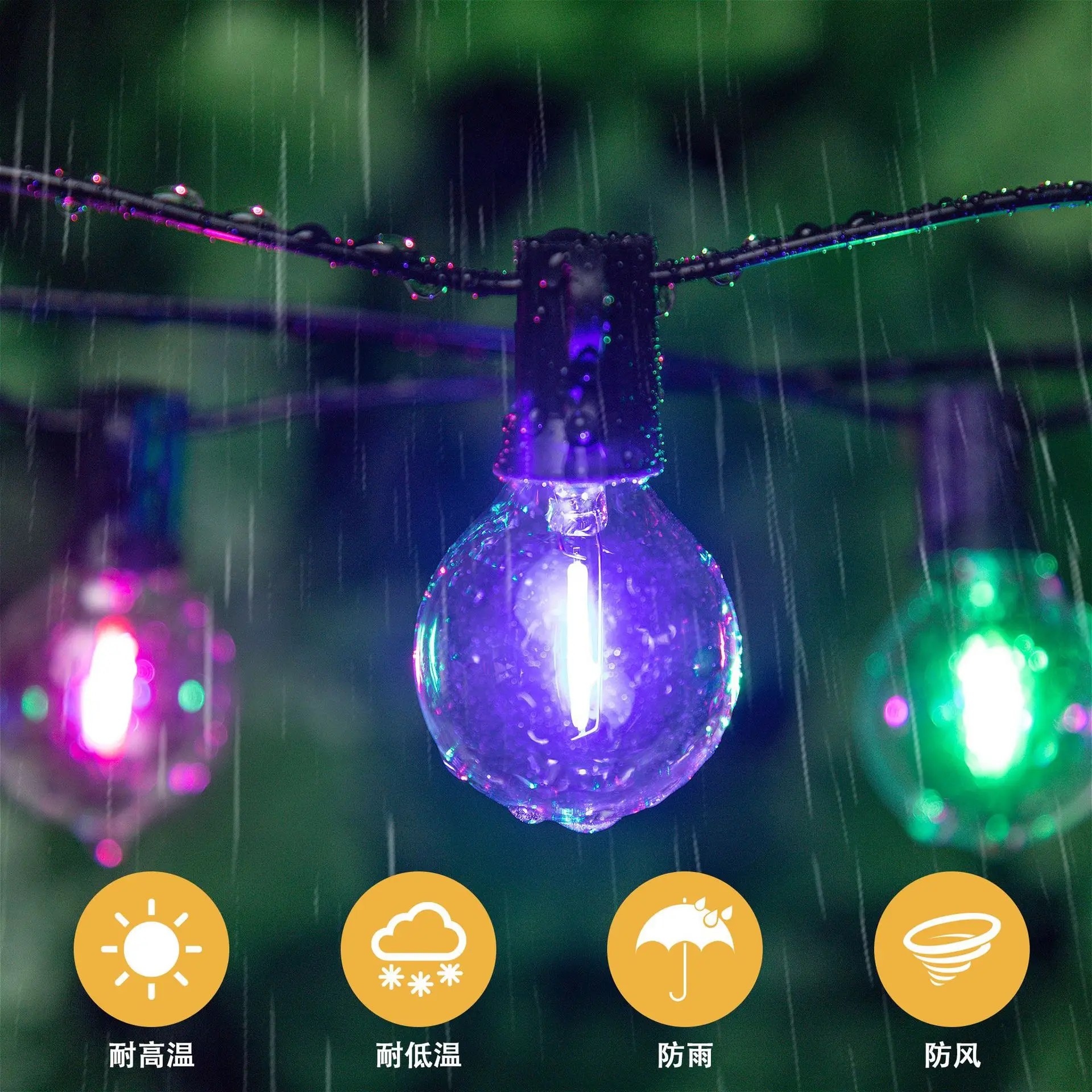 25 шт. светодиод G40 RGB красный, синий, зеленый, желтый, розовый, вольфрамовая лампа, светодиодная лампа E12, 1 Вт, 5 Вт, 220 В, 110 В, гирлянда для наружного освещения