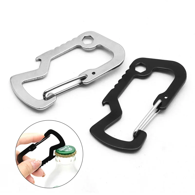 Mountaineering Buckle EDC Multifunctional D-type Outdoor Lock Cap Lifter Quick Release Keychain Hexagon Wrench