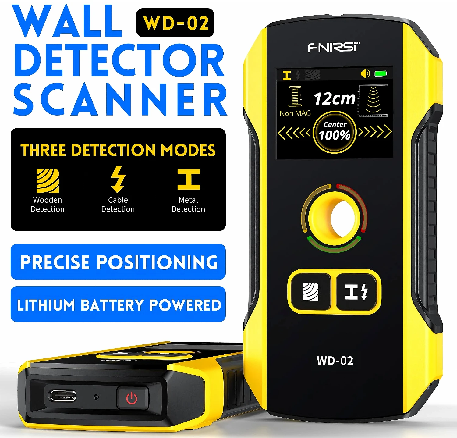 Stud Finder Wall Scanner-Upgraded WD-02 TFT Display Electronic Stud Detector with HPC Chip, Wall Scanner with Positioning Hole