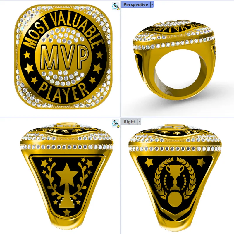 Bague de champion de conception MVP, personnalisation de l'équipe du championnat du campus, prix commémoratif, prise en charge du nom personnalisé, dernière version 2025