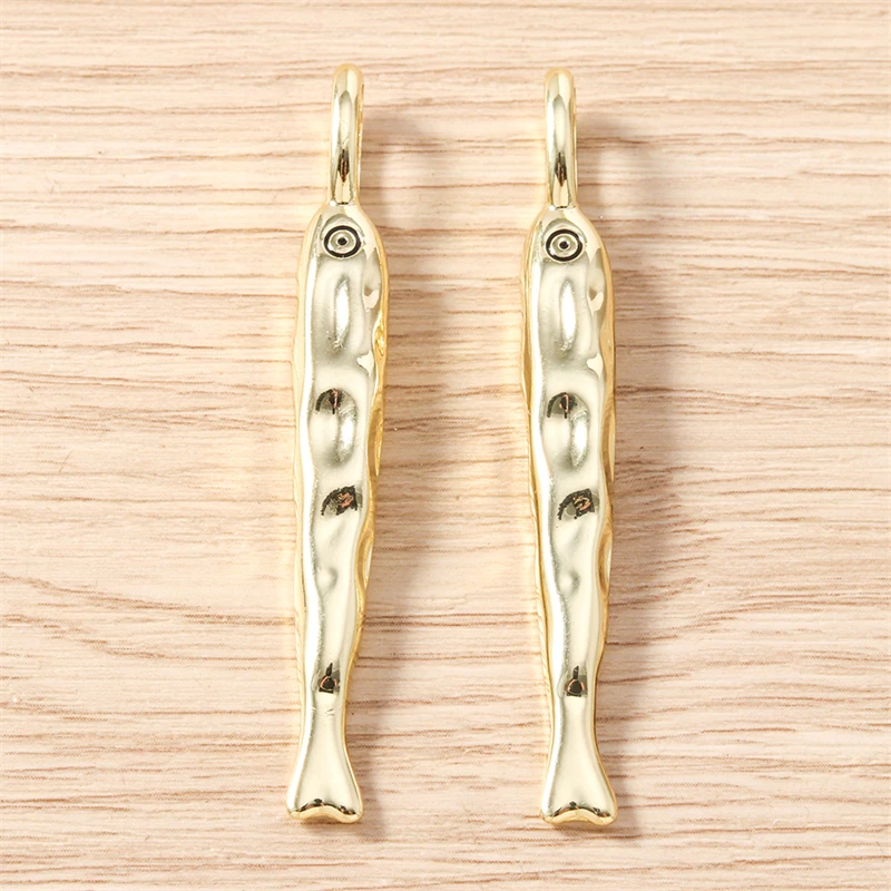 5 Stück 7x59mm süße Gold Silber Farbe Metall Fisch Charms Anhänger für Schmuckherstellung Halsketten Ohrringe Armbänder DIY Bastelbedarf – Detail 5