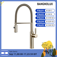 Brushed Gold Kitchen Faucets Brass Mixer for Kitchen Sink Single Lever Pull Out Spring Spout Tap Hot Cold Water 1036