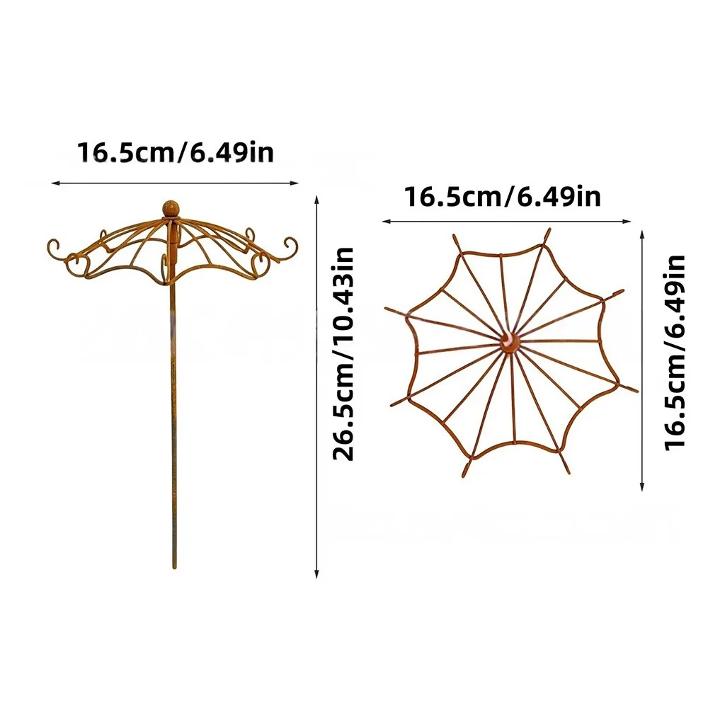 Durable Umbrella Shape Garden Vine Frame Metal Material Retro Style Plant Support Rusted Finish Plant Climbing Frame Lawn Garden