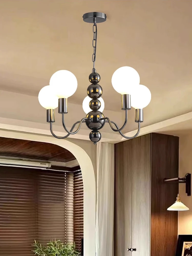 Nordic Style Living Room LED Chandelier Modern Simple Retro Restaurant Pendant Lights Lighting Bedroom Spherical Lamp Fixtures