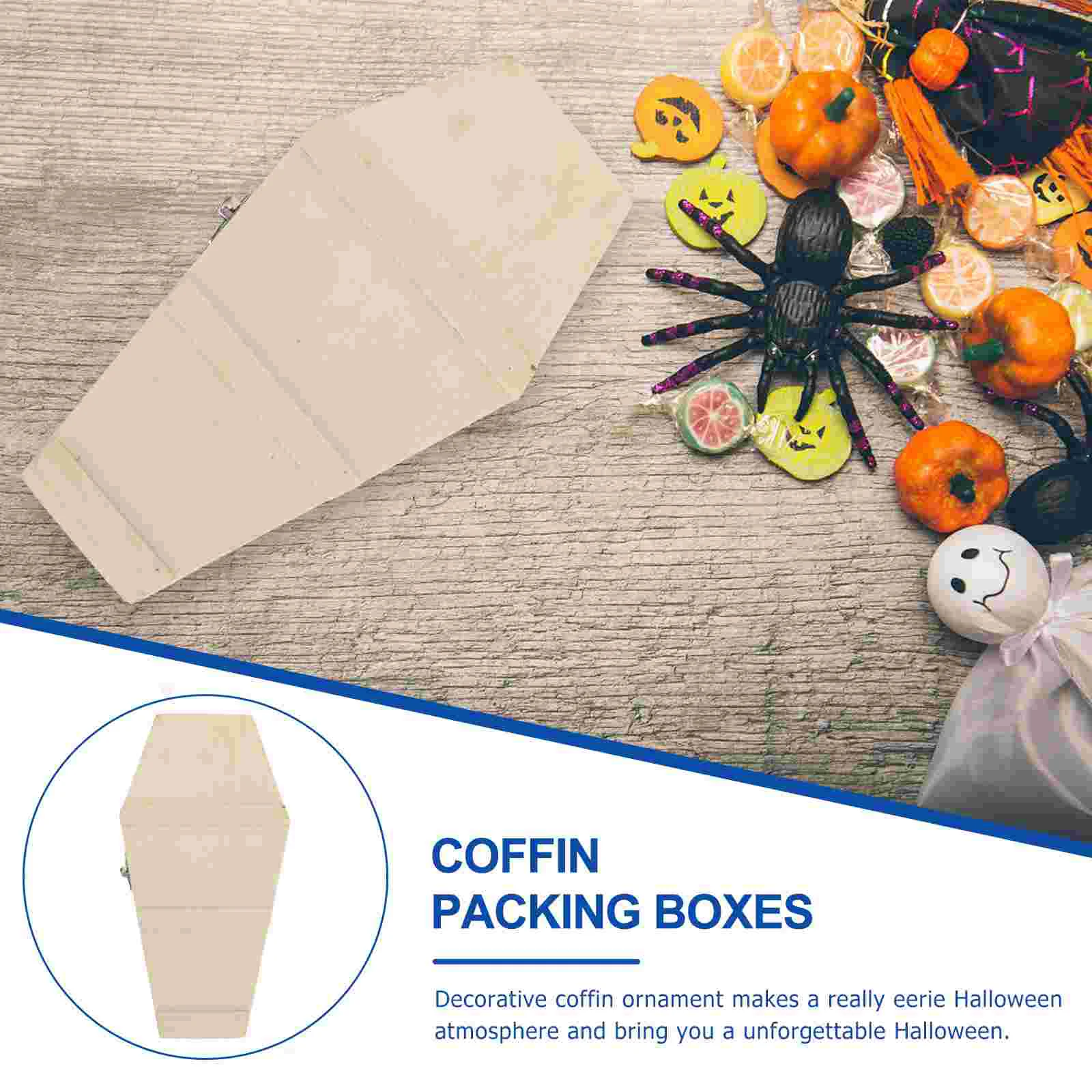 Packing Box Halloween Coffin Baby Mini Ornaments Boxes for Treats Wooden Gift Storage Case