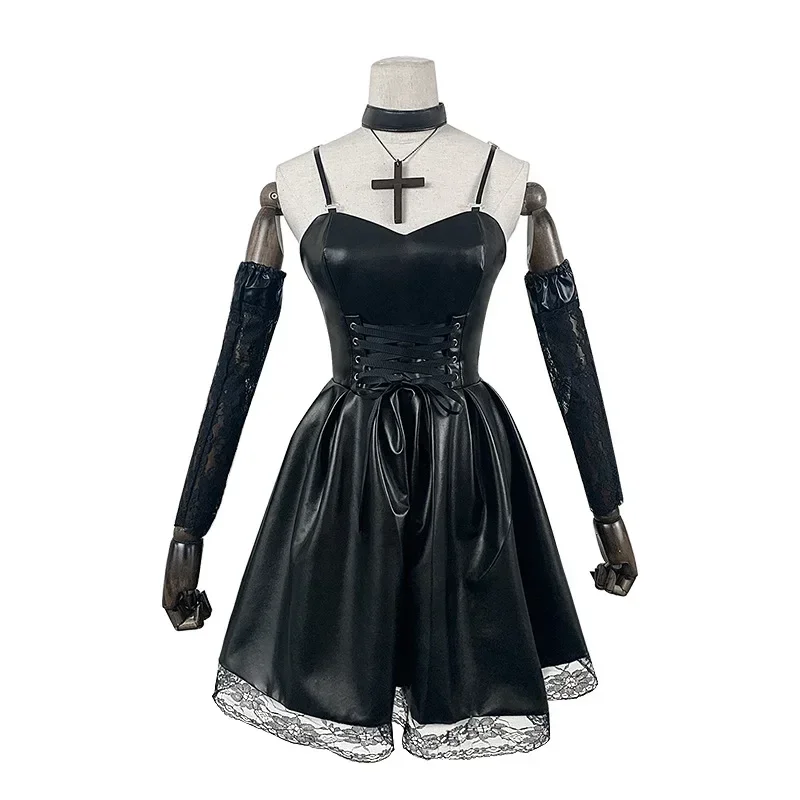 Cosbao anime death note cosplay trajes misa amane imitação de couro sexy vestido uniforme roupa trajes de halloween para mulher ves