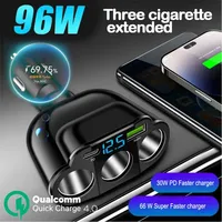 96-141W Car USB Type C PD QC3.0 Super Fast Charger 12V-24V Vehicle Cigarette Lighter Multiple Ports Universal Charging Adapter