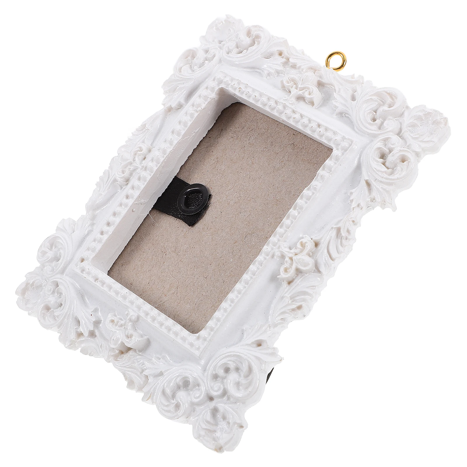 Vintage European Embossed Picture Frame Ornament Wall Hanging Tabletop Display Christmas Tree Decoration White