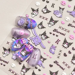 1PCS 5D Sanrio Cartoon Kuromi Melody Nail Stickers Anime Nail Art Decoration Hello Kitty Pochacco Nail Art Decals