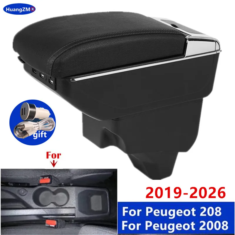 Armlehnenbox für Peugeot 2008, Armlehne für Peugeot 208, 2019-2026, Aufbewahrungsbox, Nachrüstteile, Innenausstattung, Autozubehör