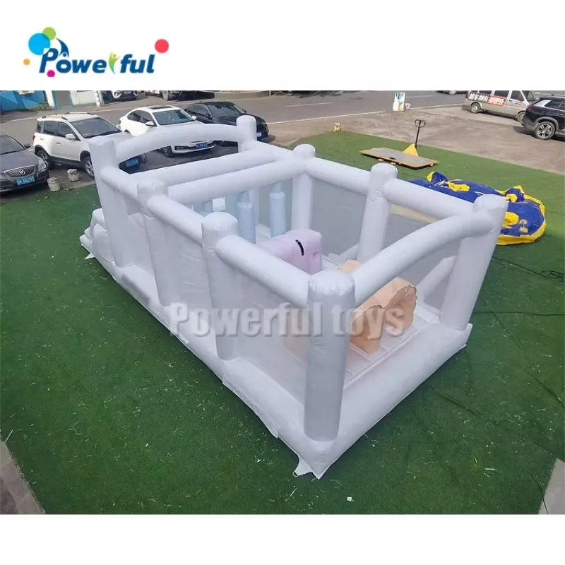 

Jumping Bounce Slide White Soft Play Mini White Inflatable Obstacle Course With Slide