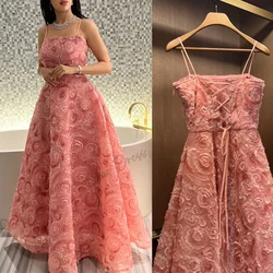 Lena-2024 strapless party dress for women's fashion 3D rose leaf formal occasion evening dress