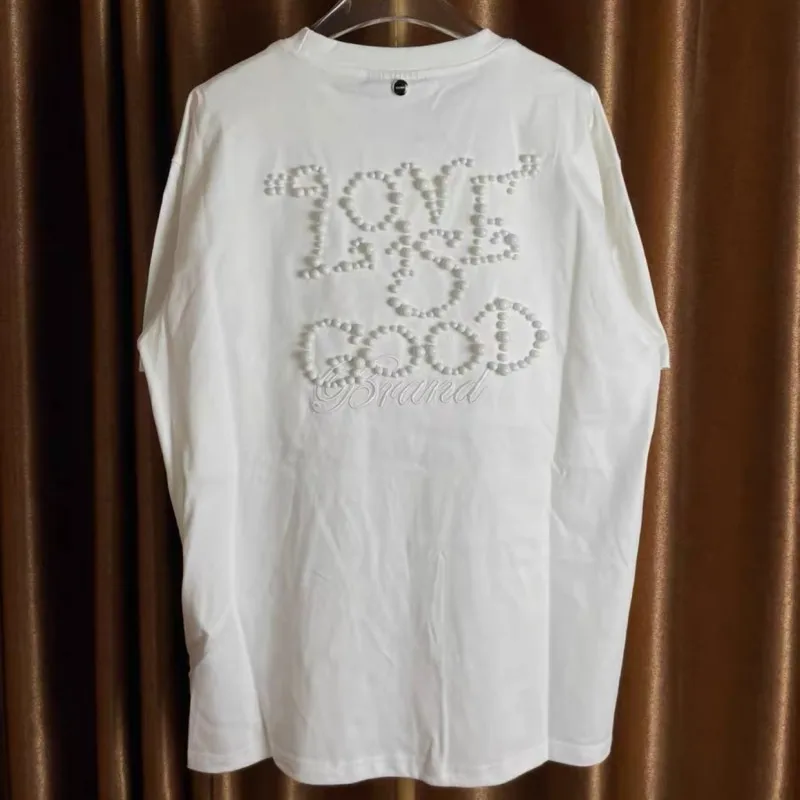 Summer Men Women GOODBRAND Tshirts Pearls Embroidered Letters Short Sleeve Fashion Street Top Tee Casual Breathable Outfit