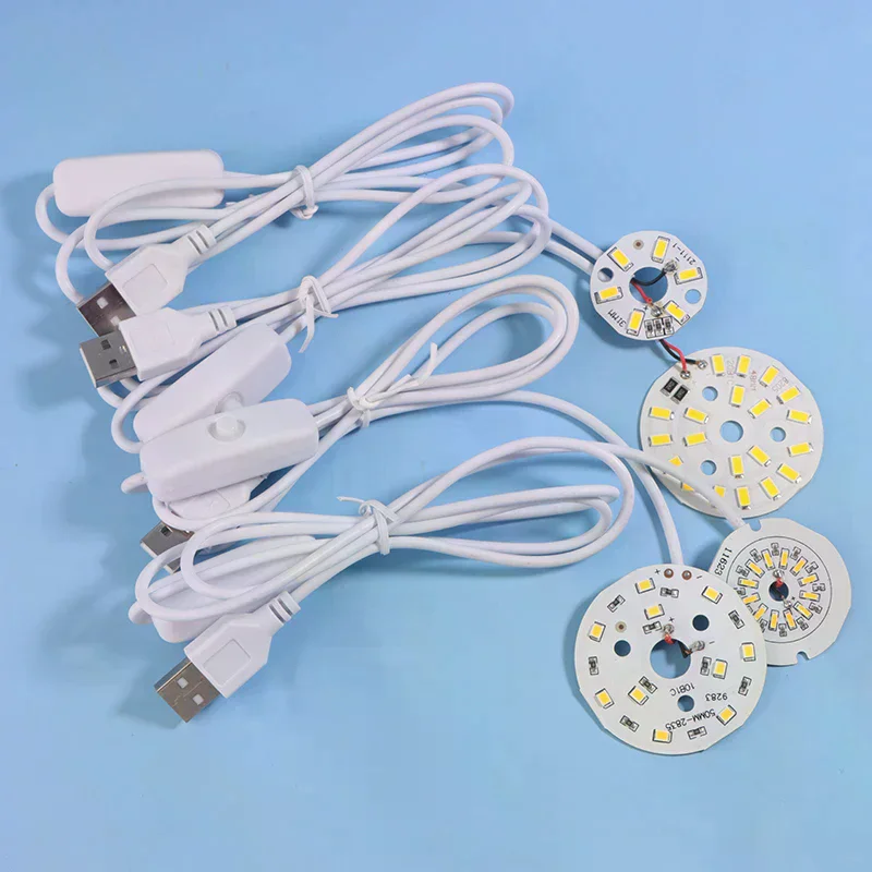1Pc 1.5M Line Length DC5V LED Chips SMD5730 LED Lamp USB 3W Light Board Warm White Light With ON/OFF Switch Cable