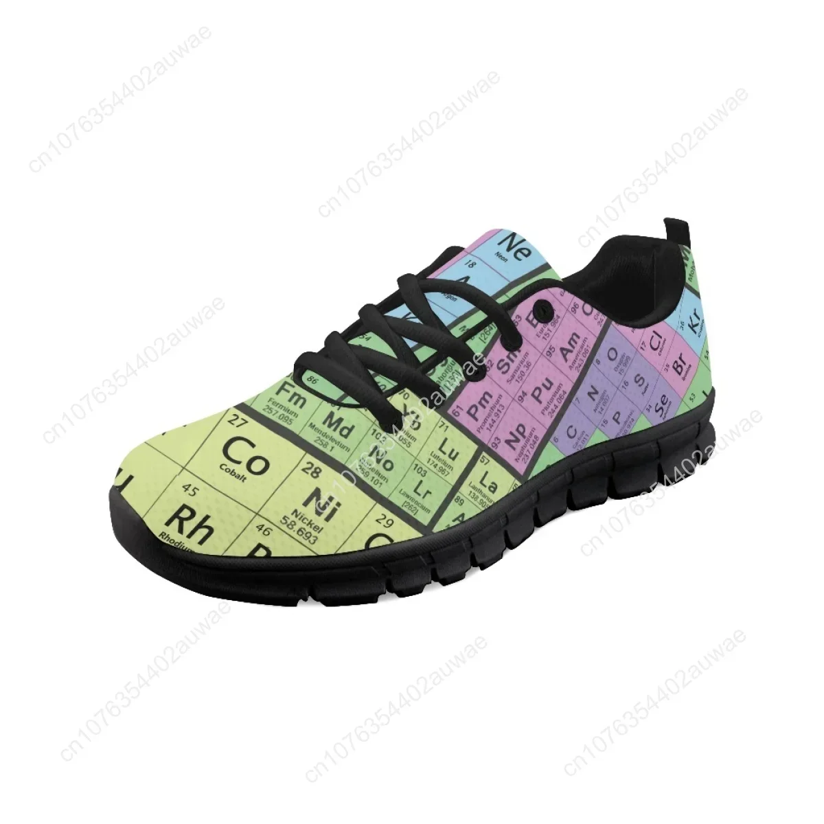 Sneakers da donna con stampa tavola periodica 3D per studenti modello chimico Mesh Flats Femme scarpe da passeggio Zapatos Mujer