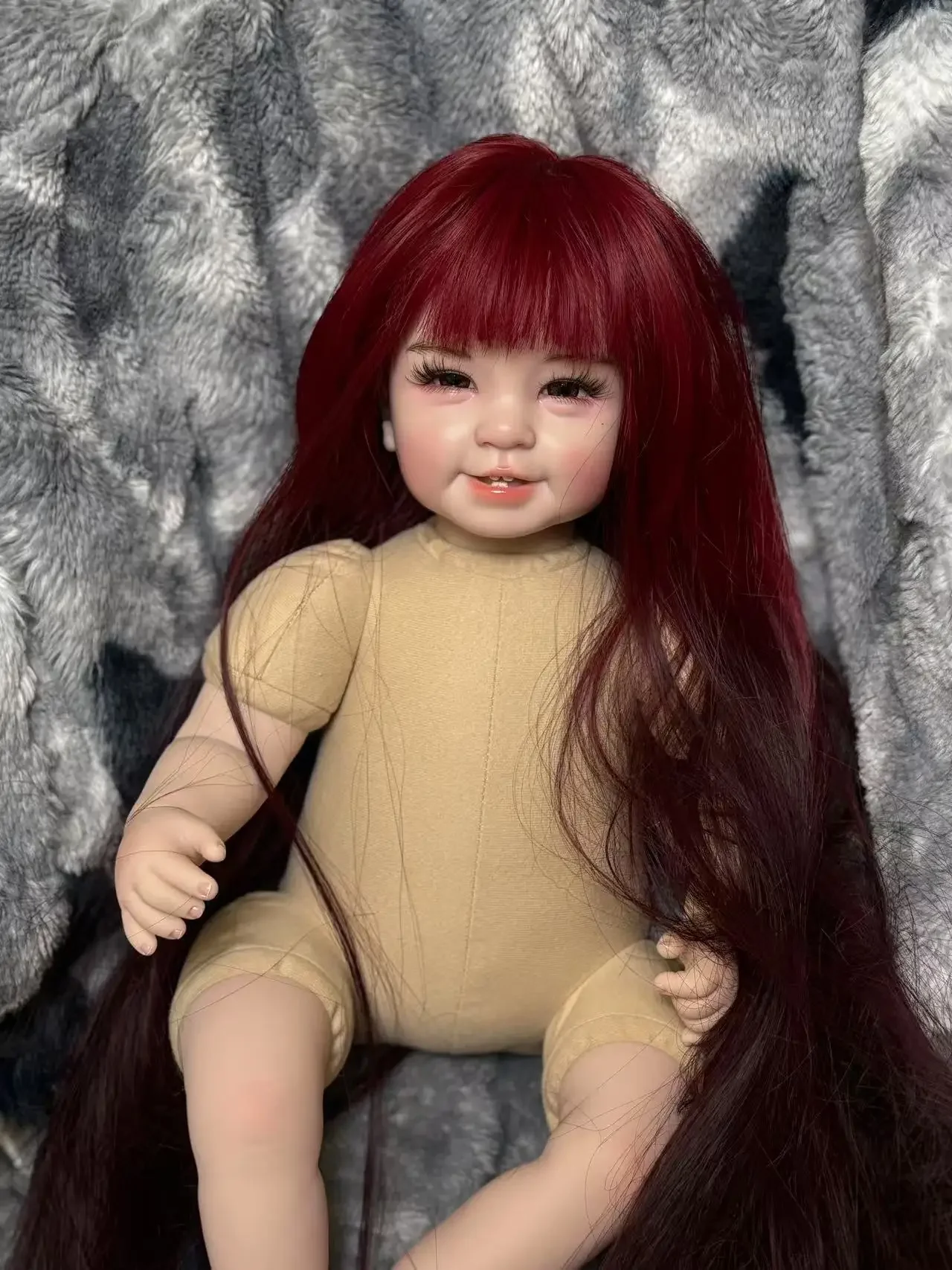 EGO カスタマイズされた限定供給 21 インチリボーンベビー 2 歯人形赤毛塗装キット DIY パーツタイの女の子クリスマスギフト