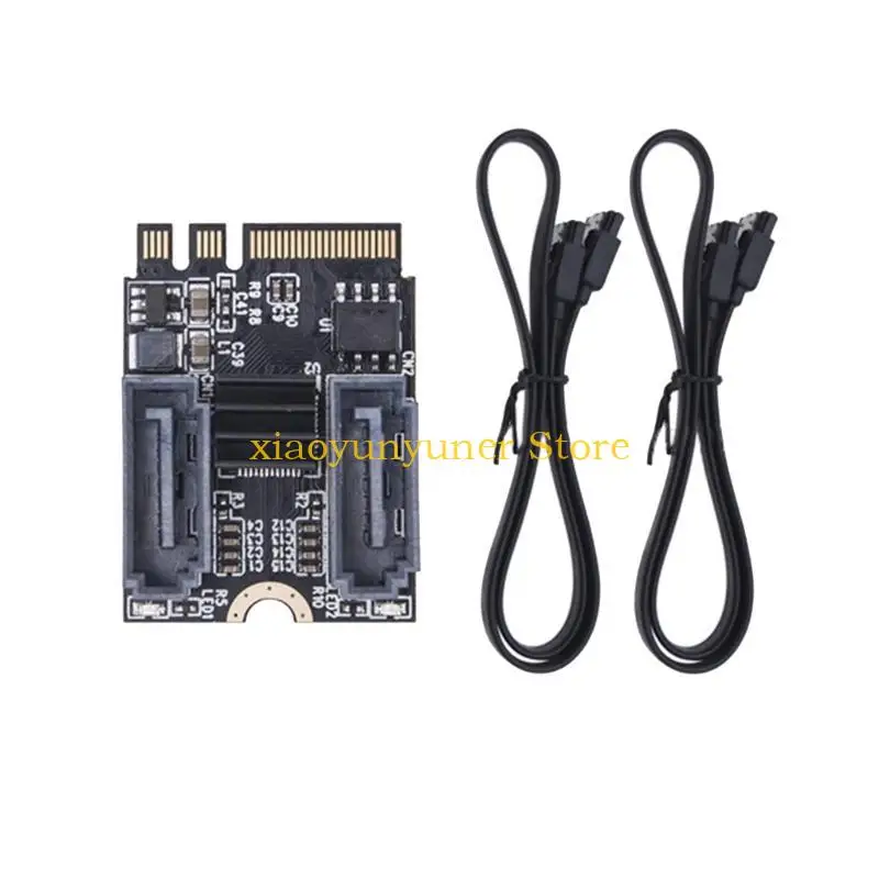 P9JB M.2 NGFF A To SATAIII Adapter Card, Double 6Gbps Port for SSD Expansion And Data Transfer M.2 To Converters