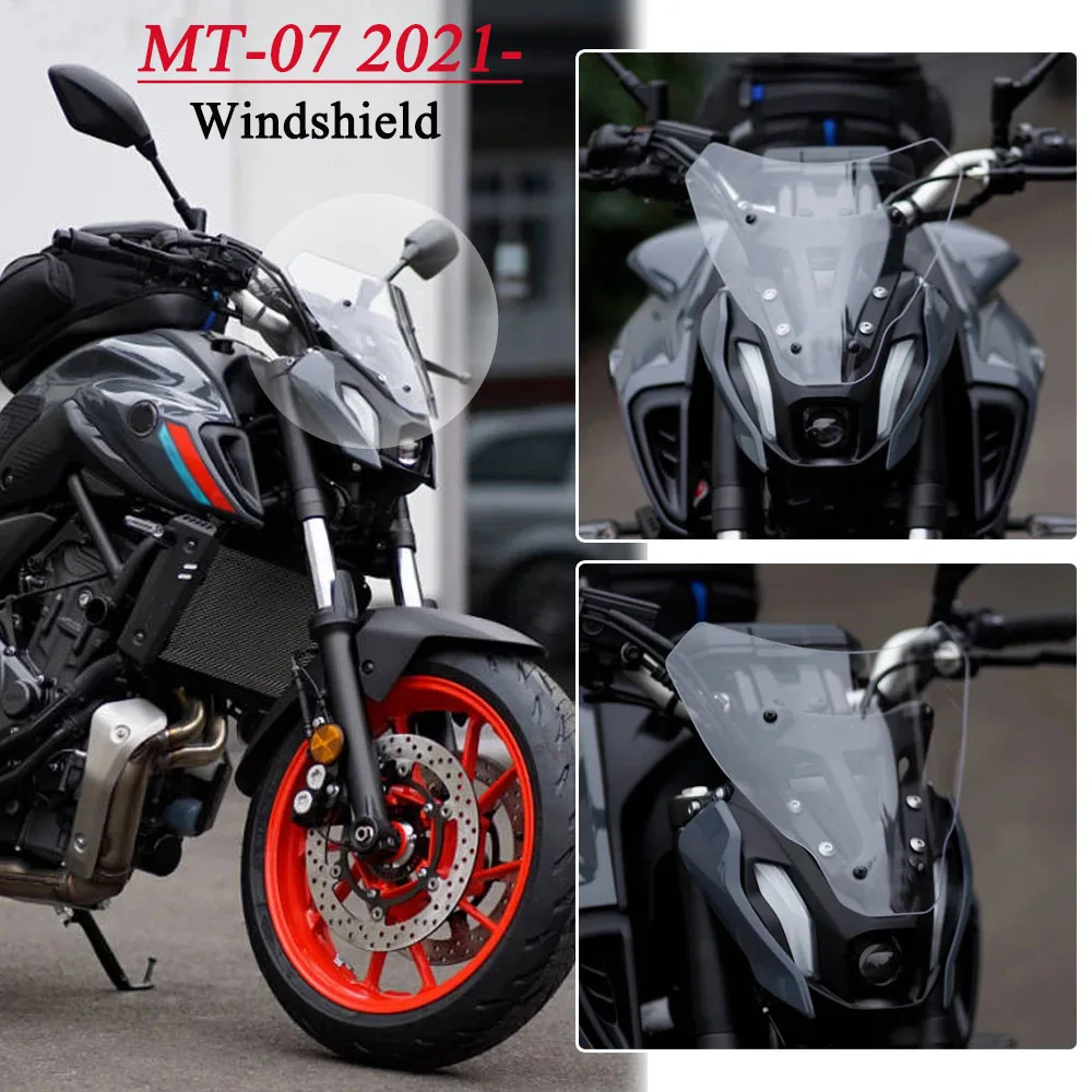 

For YAMAHA MT07 FZ07 MT FZ 07 2021 2022 2023 2024 Front Wind Deflector Windscreen Cover Guard Moto Windshield MT-07 With Bracket