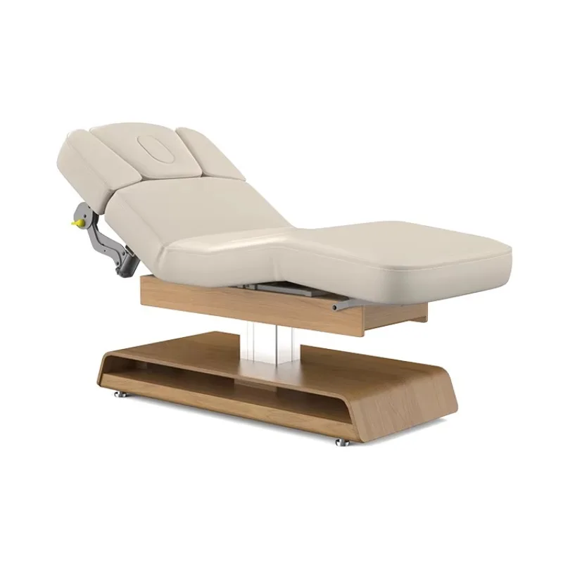 Spa Bed Massage Table for Beauty Salon Electric High Adjustment Hand Control for Facial Wood Living Room Hotel