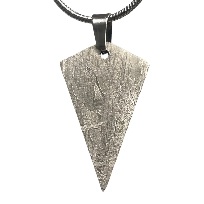 Natural Muonionalusta Meteorite Triangle Spear Pendant Nickel Plating Craft Pendant Necklace Collectible Ornament LK580