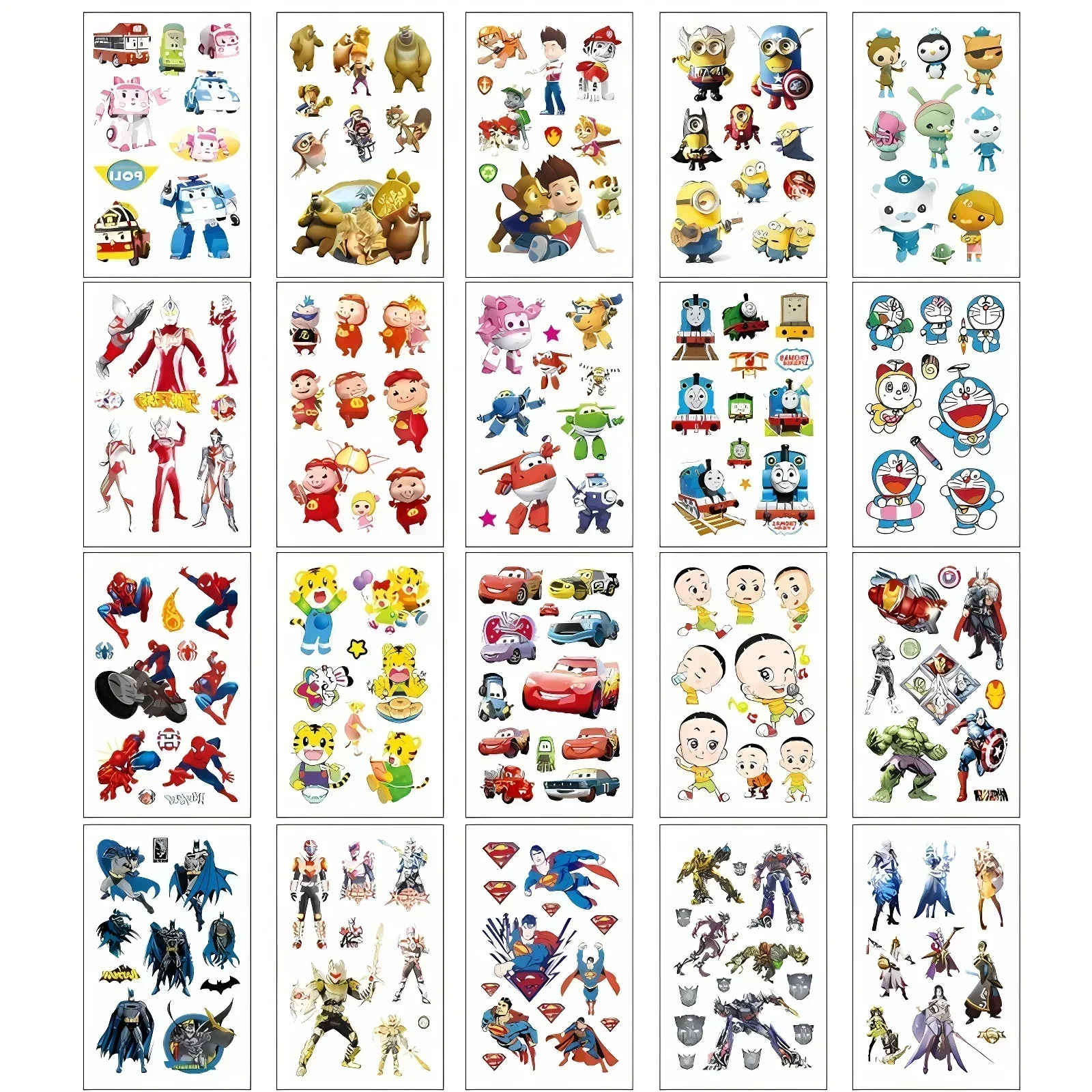 20pcs/set Temporary Tattoo Stickers for Kids Cartoon Spider Friend Fake Tatoo Children Boys Girls Birthday Themed Party Supplies