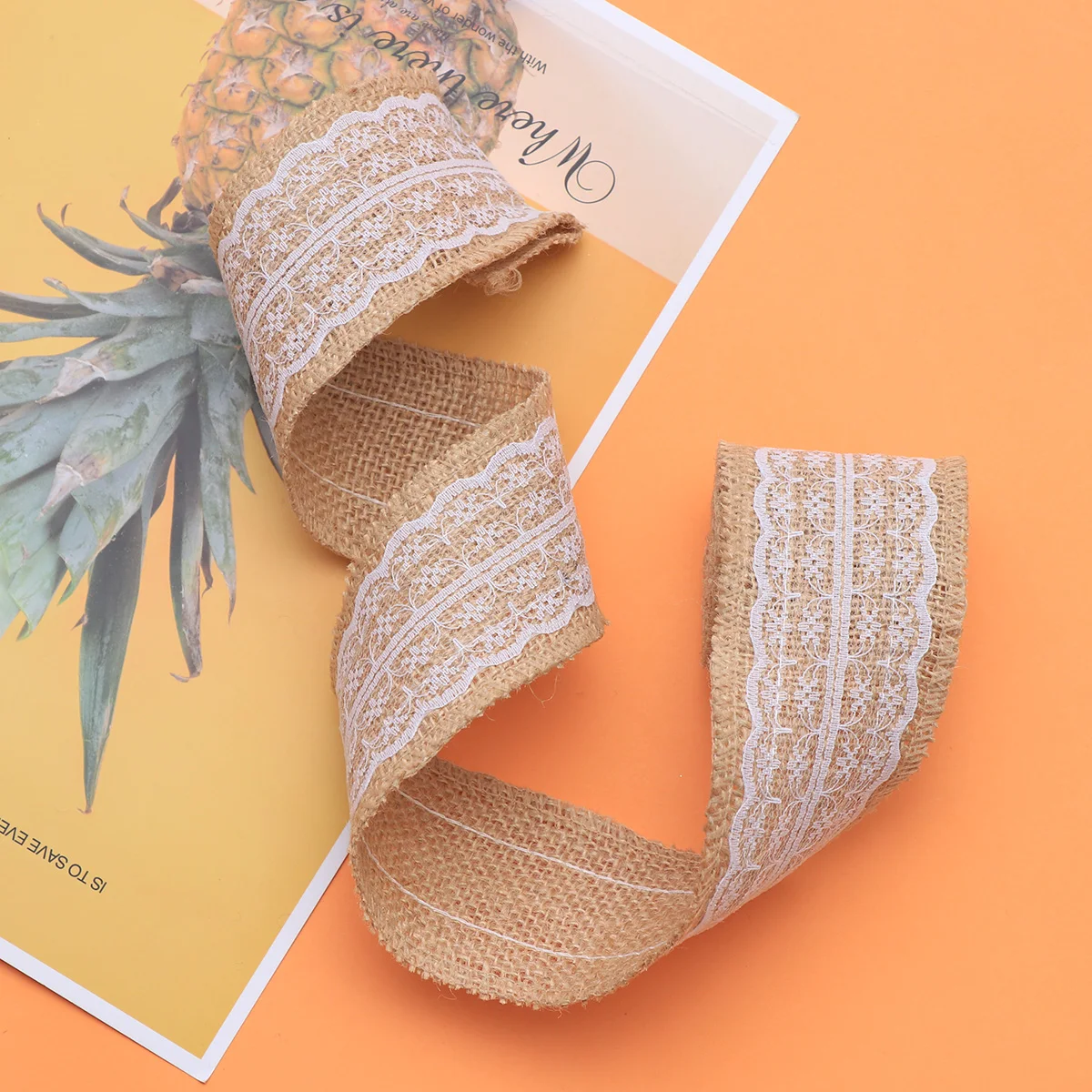 

3pcs Vintage Wedding Burlap Ribbon Jute Roll With Lace 200X6Cm -Friendly Decorative Fabric For Diy Crafts Party Home