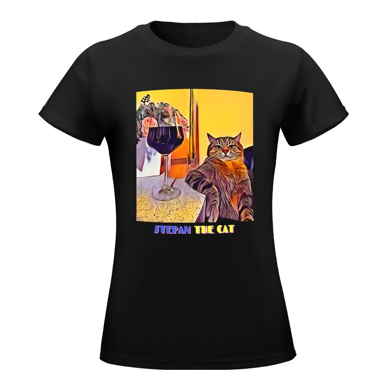 Stepan The Cat Art T-Shirt shirts graphic tees funny Women's t-shirt