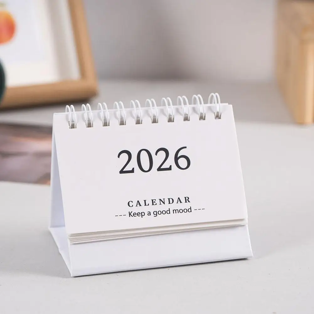 2026 Simple Style English Mini Desk Calendar Desktop Display Portable Calendar Desktop Decoration Handmade Diary