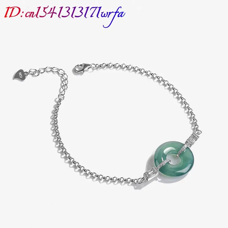 Blue Myanmar Jadeite Ring Bracelet 925 Silver Gifts Emerald Gemstone Talismans Natural Burmese Jade Luxury Stone Fashion - view 3