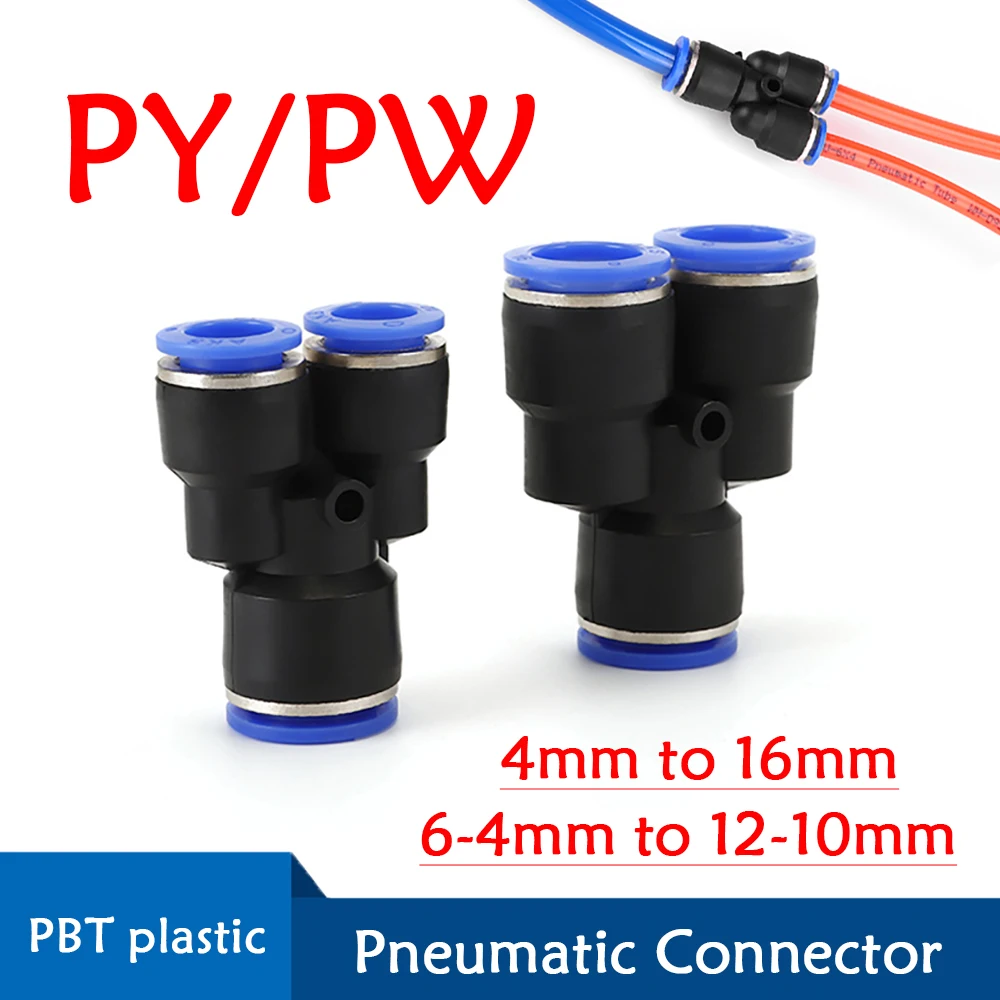 

Y Shape 3-way Joint Pipe Fittings Plastic Pneumatic Connector Fitting Quick Push For Air Water Connecting PY PW Connect 4mm-16mm