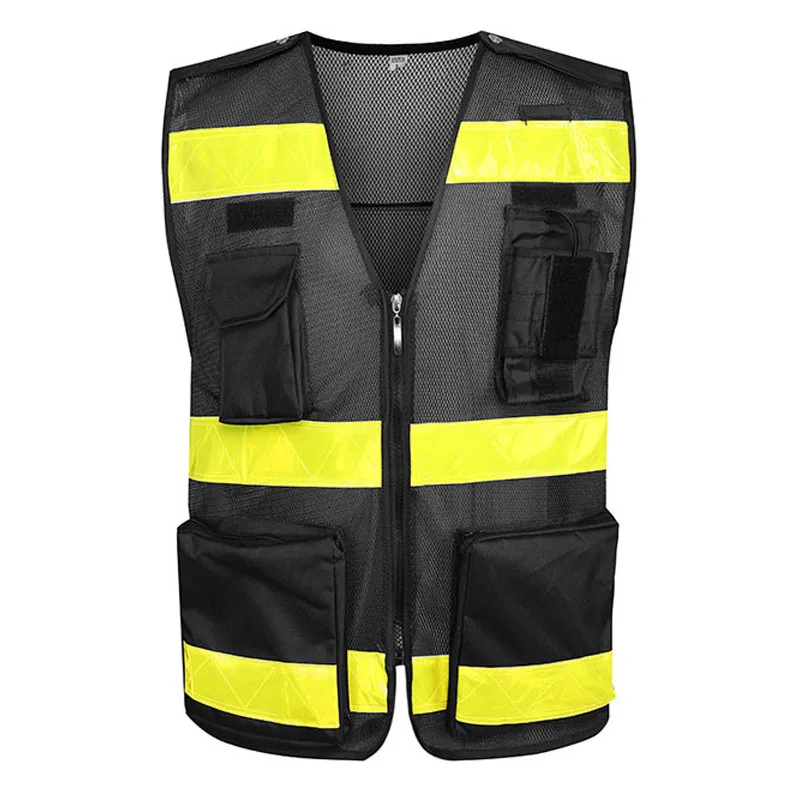 Size S-4XL Reflective Vest High Visibility Reflective Cycling Vest with Multi Pockets Safety Vest for Security Guard