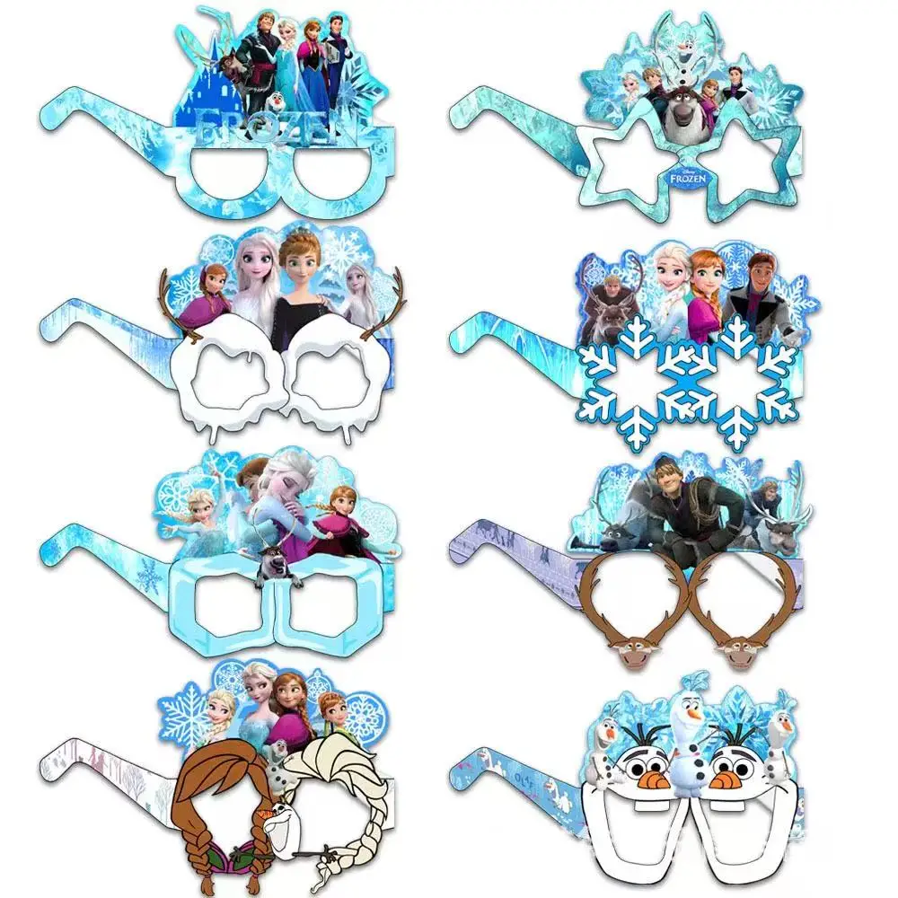 

8 шт. Disney «Холодное сердце», принцесса Эльзы, бумажные очки, день рождения, косплей, сценическое представление, реквизит для фотосессии, подарок