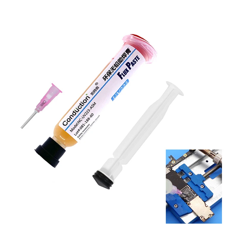 

2pcs Needle Shaped RMA-223 Solder Paste Flux With Flexible Tip Syringe PCB PGA BGA SMD Solder Paste Flux Grease Repair Solde