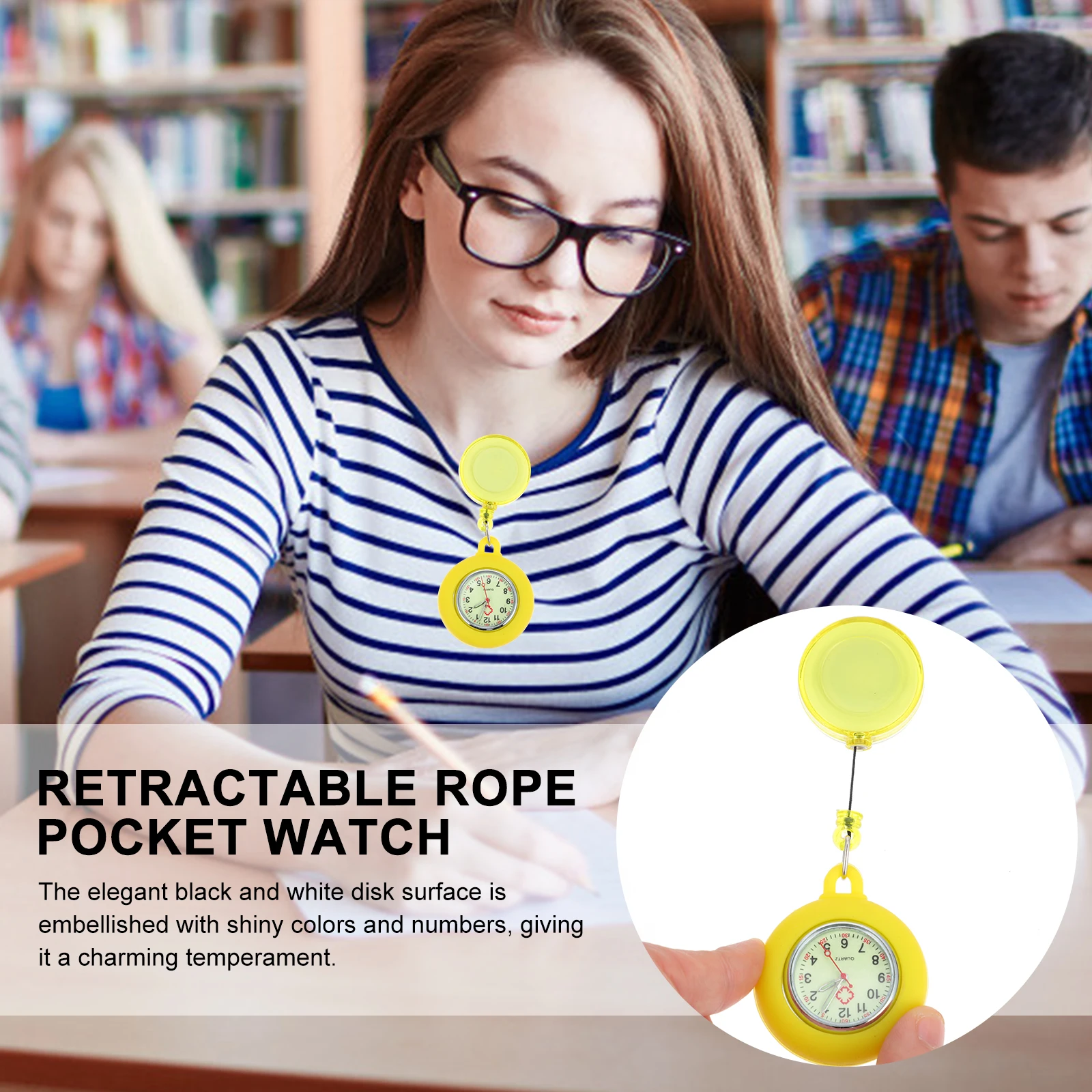 

Nurse Pocket Portable Telescopic Quartz Plastic Simple Practical Chest Portable Nurse Watch Timepiece Accessories