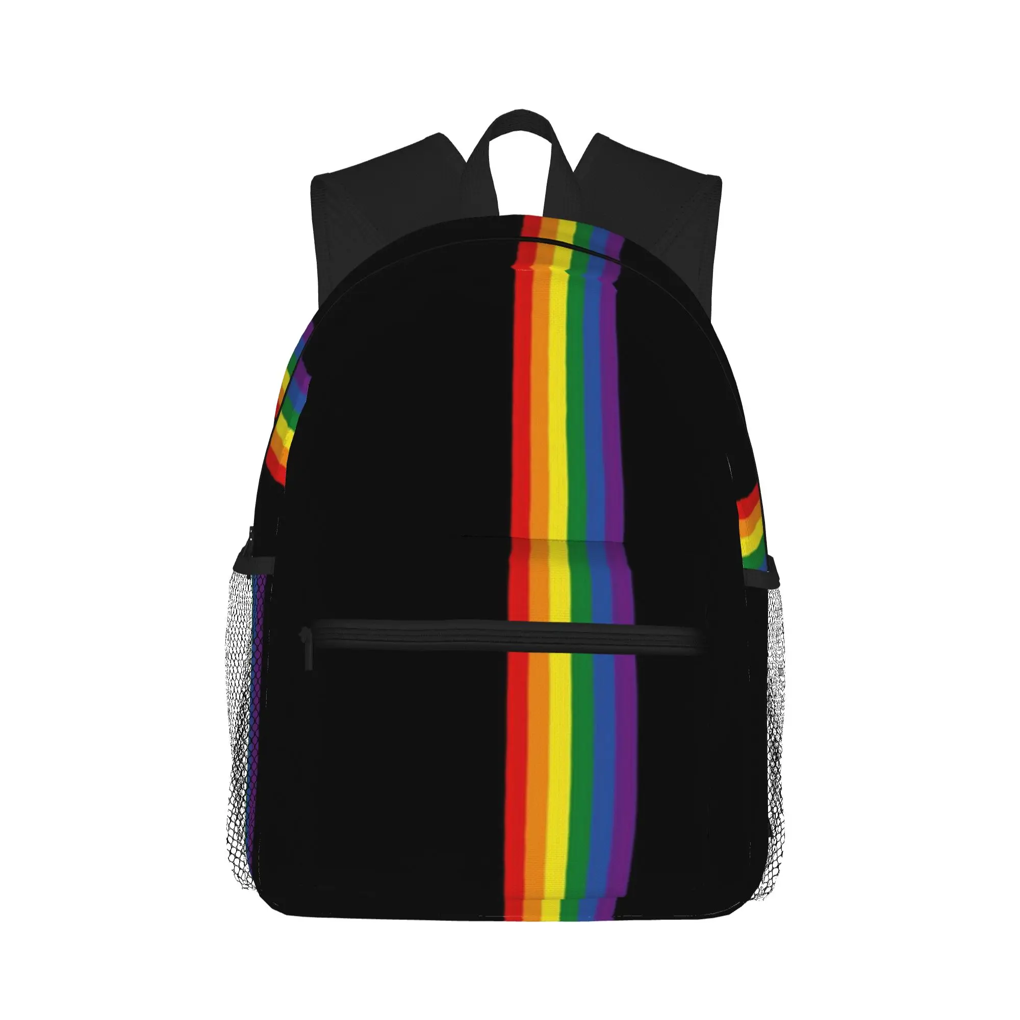 

Rainbow on Black Casual Backpack for Students and Adults Female bags