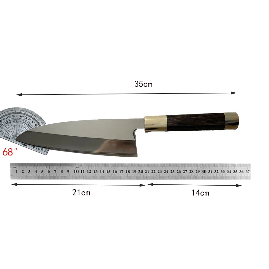 8.3 inch Deba Knife Single-edged Blade VG-10 Steel Slicing Cleaver Cutting Handmade Forged Kitchen Knife Ox Horn & Ebony Handle