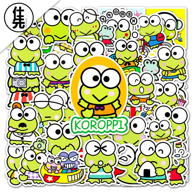 53Pcs/Set Sanrio Series Kero Kero Keroppi Kawaii Cartoon Stickers High Quality Decoration DIY Hand Account Diary Cute Stickers