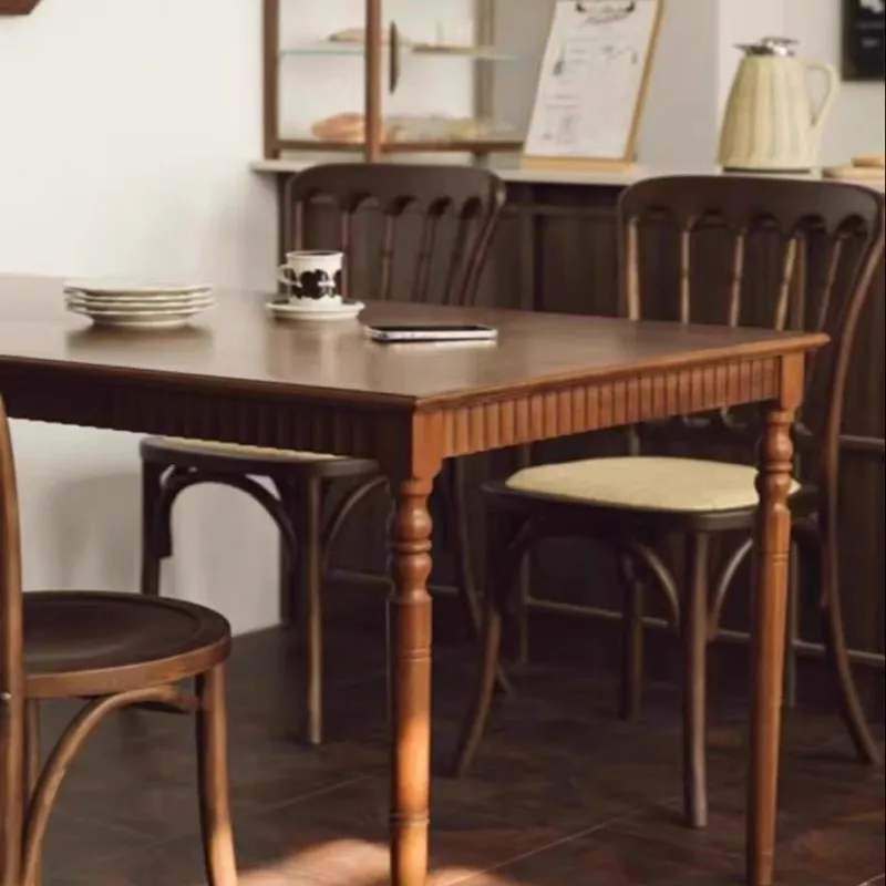 Factory Direct 2026 Light luxury minimalist French solid wood restaurant table and chair combination new Chinese retro high-end