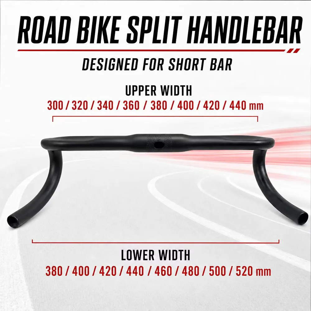 Syncros T1000 Full Carbon Split Road Bike Handlebar 15° Flare 31.8mm Clamp 70mm Reach 115mm Drop 300-440mm Matte Black Short Bar
