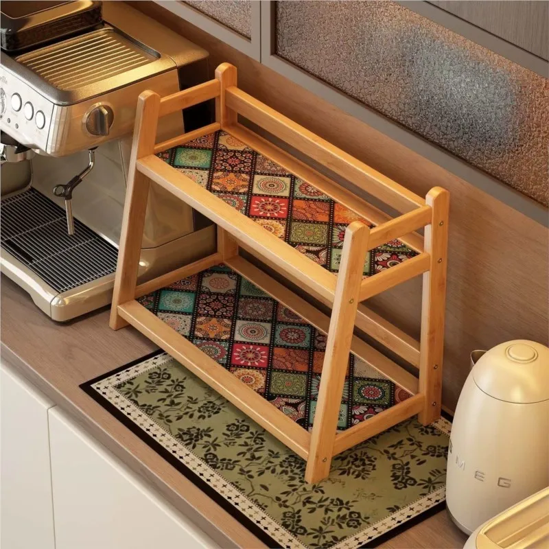 Bamboo Storage Rack Countertop Tea Water Cup Coffee Cup Display Rack Multi-layer Small Household Table Mug Storage Rack ZI896