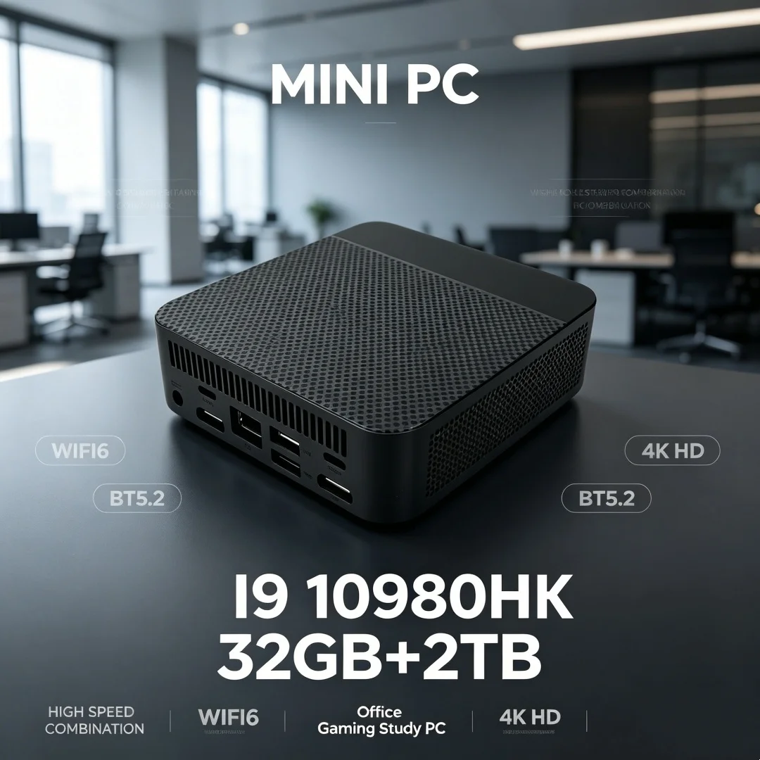 Stately Silken 2026 Micaceous Lunor MINI PC Furnished Outfitted With Core I9 10980HK Mammoth RAM 1TB SSD WIFI 6 BT5.2 4K HD Ace